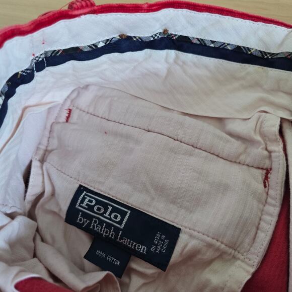 Vintage Polo Ralph Lauren Red Corduroy Straight Leg Pants 32/20 - Picture 3 of 10